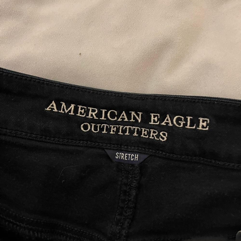 American Eagle Hi-Rise Festival Shortie Black distressed Size 10 - Picture 2 of 4